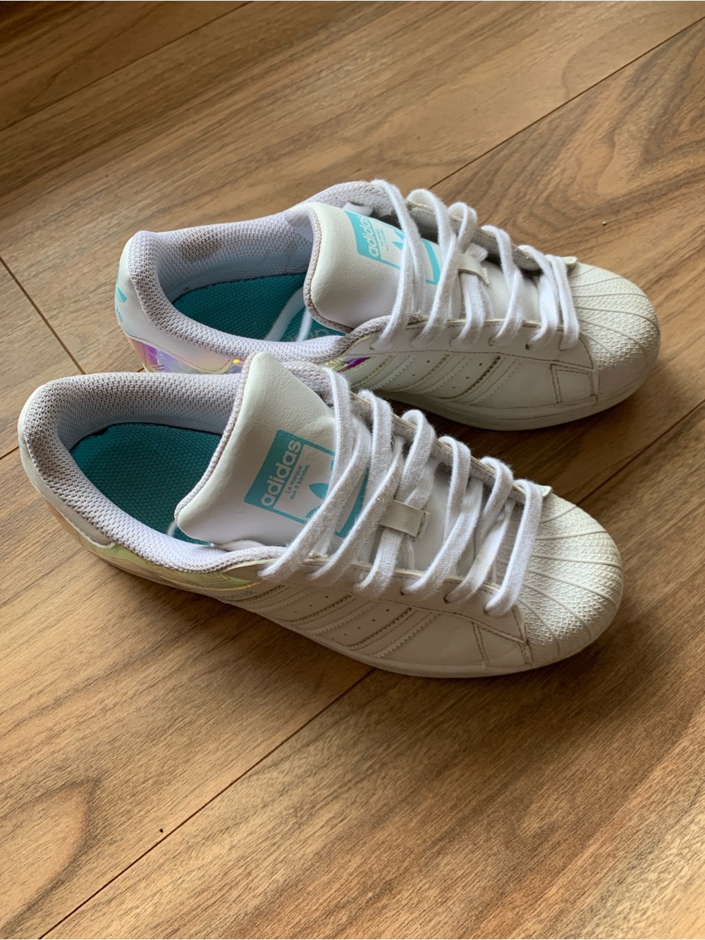 Adidas Superstar J Iridescent Holographic H03949 Size 5Y / Women 6.5